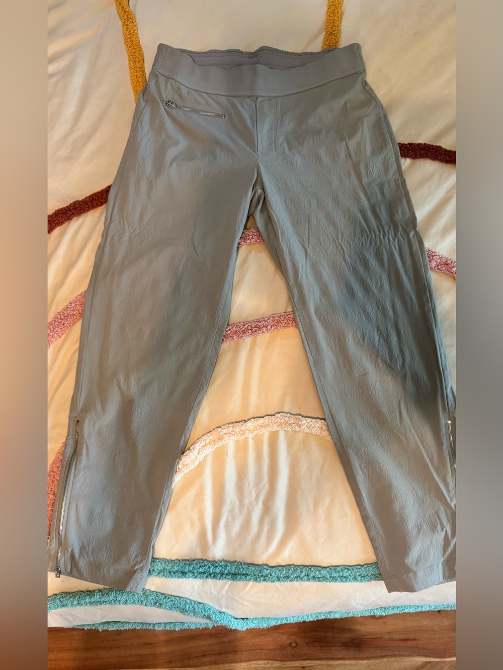 Athleta Light Gray Capris with Ankle Zips